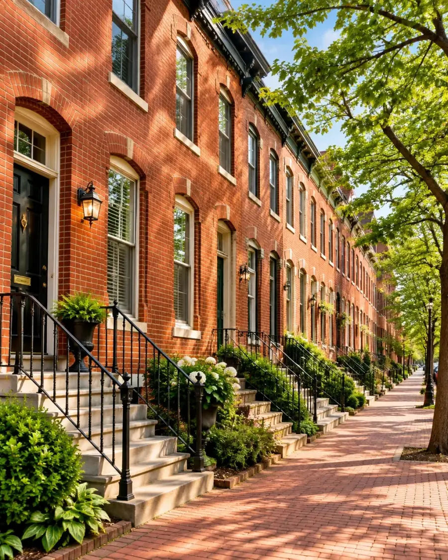 Brick row homes in Maryland